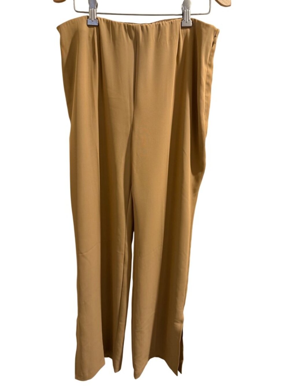New Open Edit Tan Wide-Leg Pants Medium With Side Slits - New With Tags